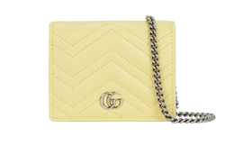 Gucci GG Marmont Card Case WOC, Leather, Yellow, B/DB/S, 4*